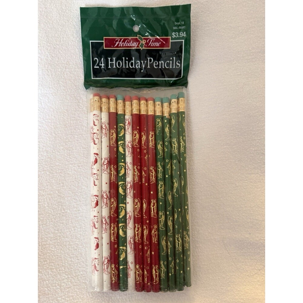 Holiday Time Holiday Pencils 24 Standard Christmas Set Red Green White